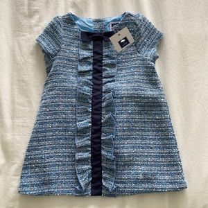 NWT Janie and Jack blue tweed dress; 12-18m.